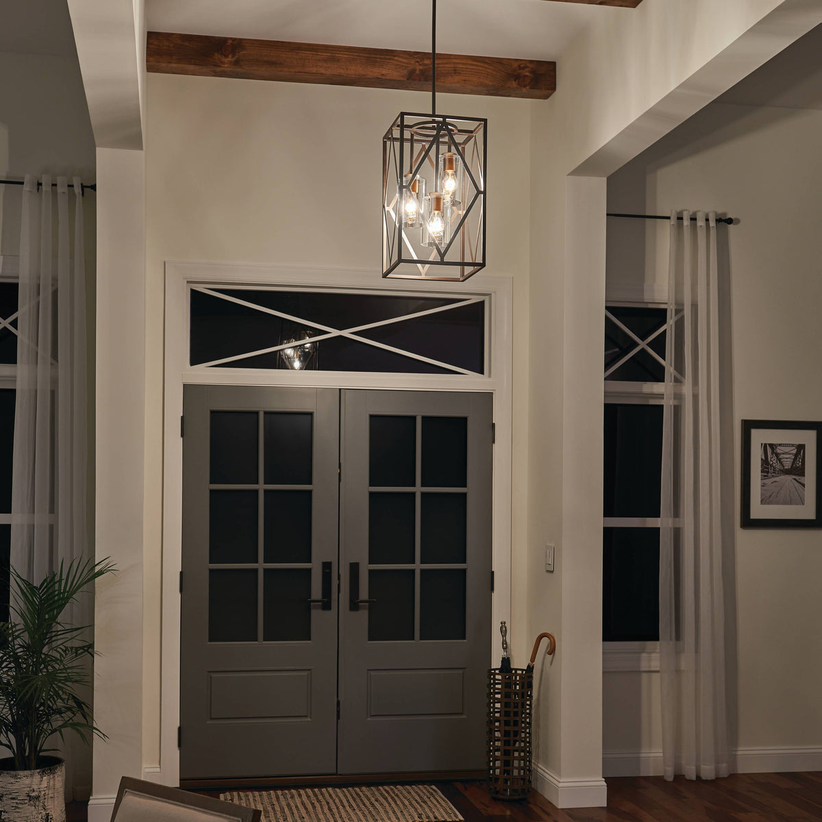 Kichler Solander 3-Light Olde Bronze Traditional Clear Glass Geometric Medium Hanging Pendant Light