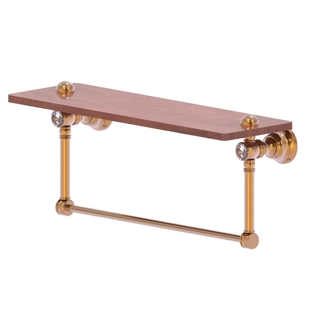 Allied Brass Carolina Crystal Brushed Bronze 1-Tier Brass Wall Mount Bathroom Shelf