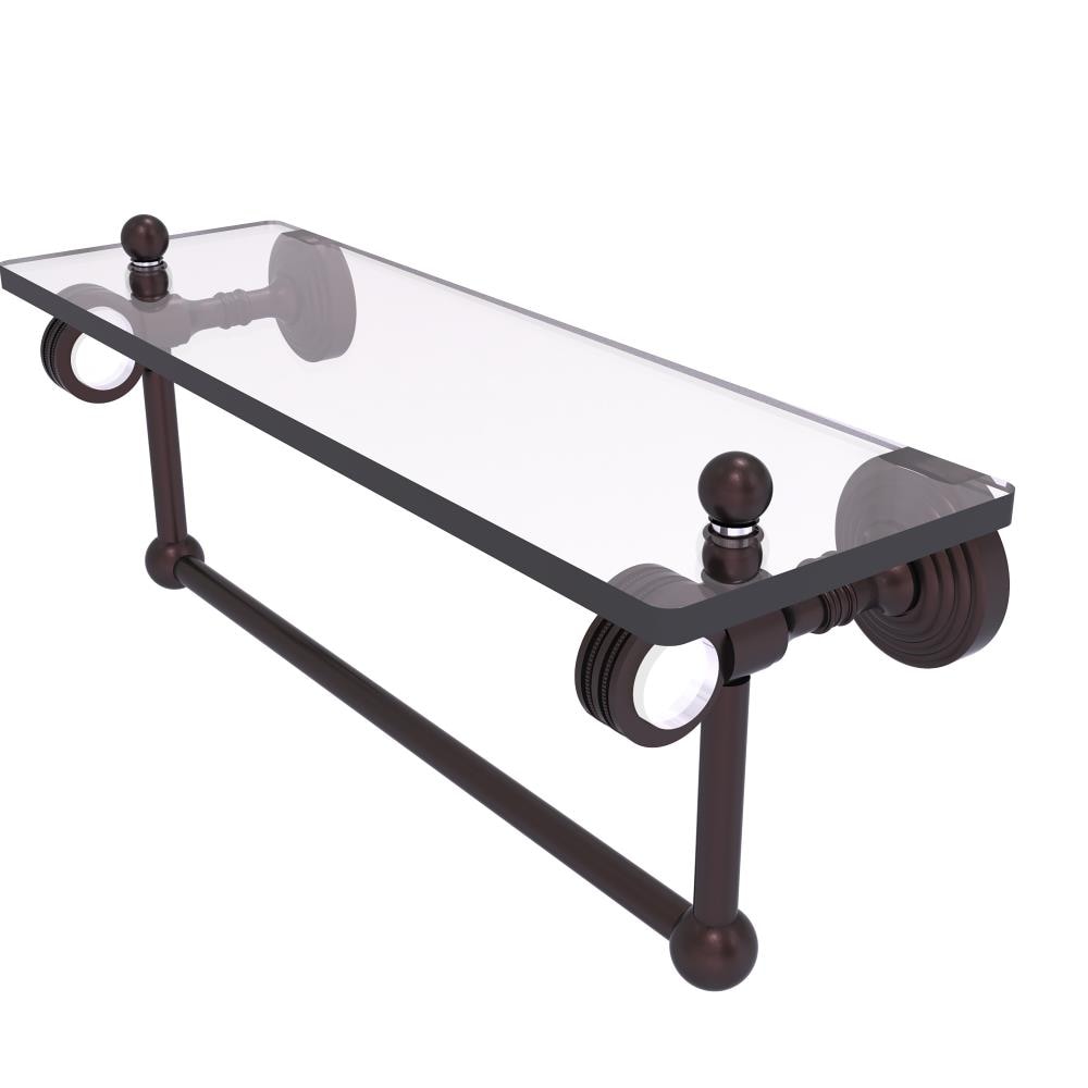 Allied Brass Pacific Grove Antique Bronze 1-Tier Brass Wall Mount Bathroom Shelf, 16 x 6.4 x 5 in.