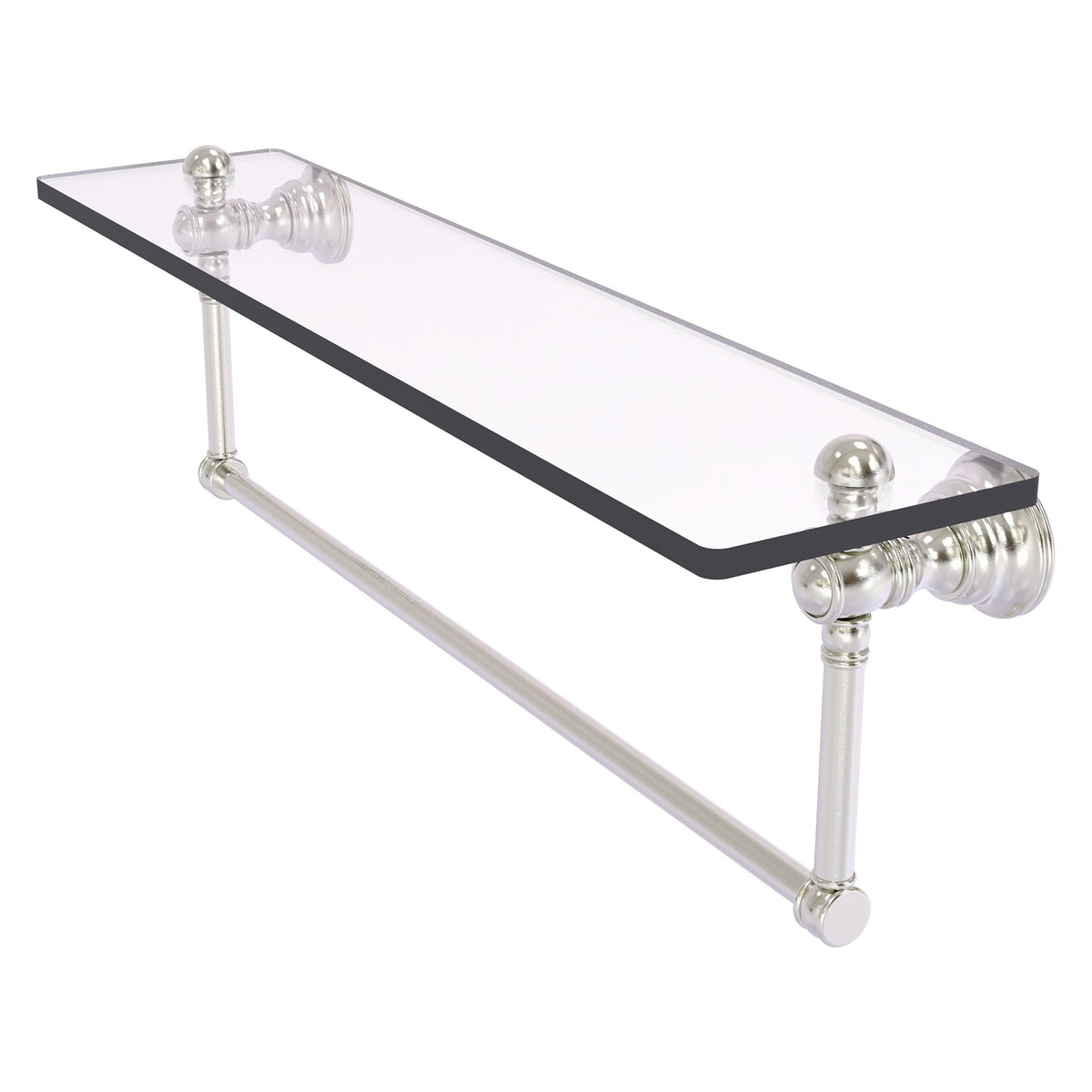 Allied Brass Carolina Satin Nickel 22-in Wall-Mount Bathroom Shelf with Integrated Towel Bar