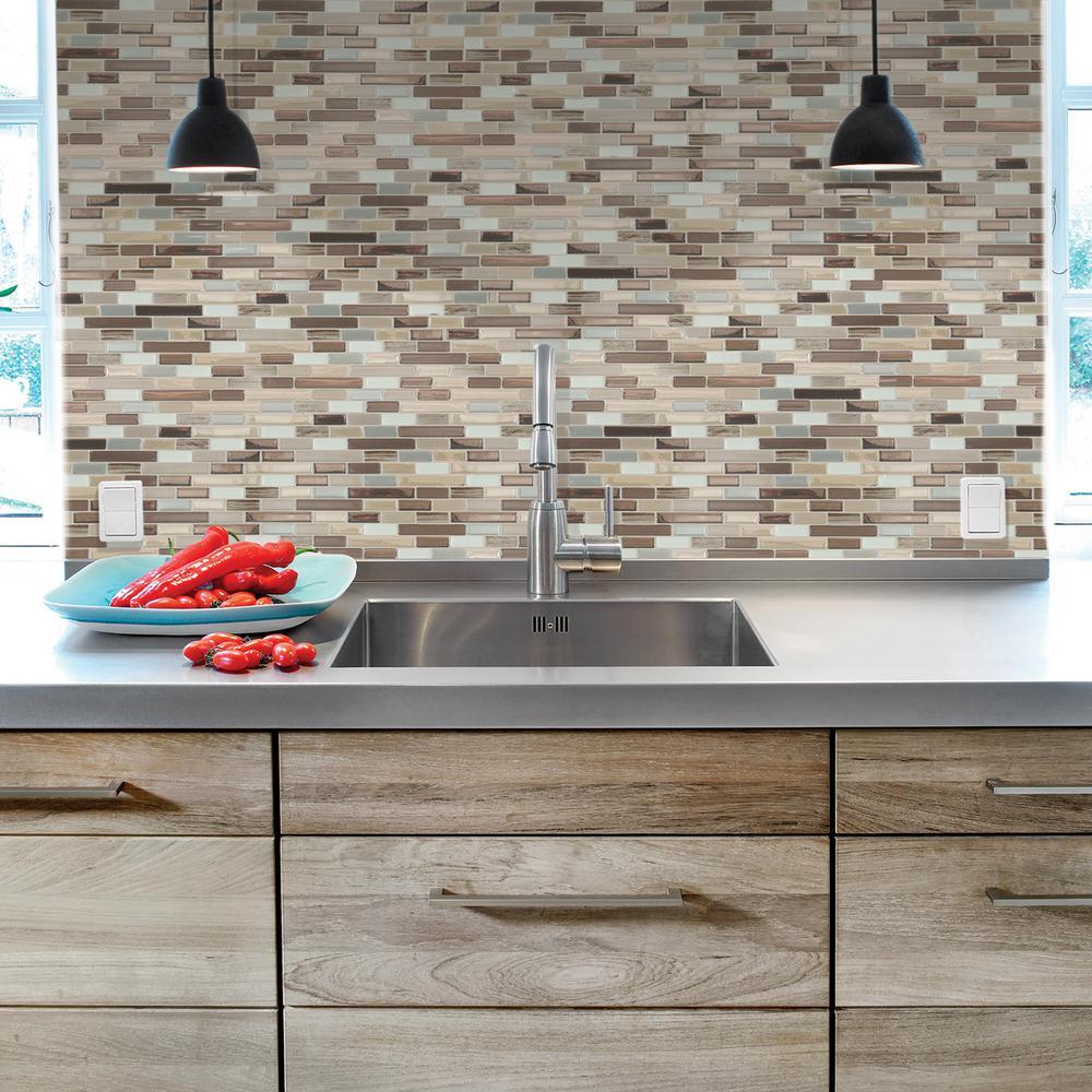 Muretto Durango Multi 10.20 in. W x 9.10 in. H Peel and Stick Decorative Mosaic Wall Tile Backsplash (4-Pack) - Super Arbor