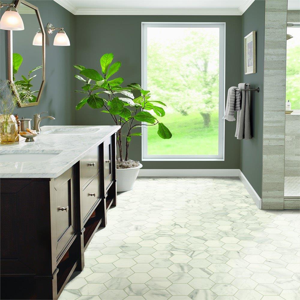 Armstrong Flooring Pickwick Landing I 12-ft W Cut-to-Length White Hexagon Stone Look Low-Gloss Finish Sheet Vinyl