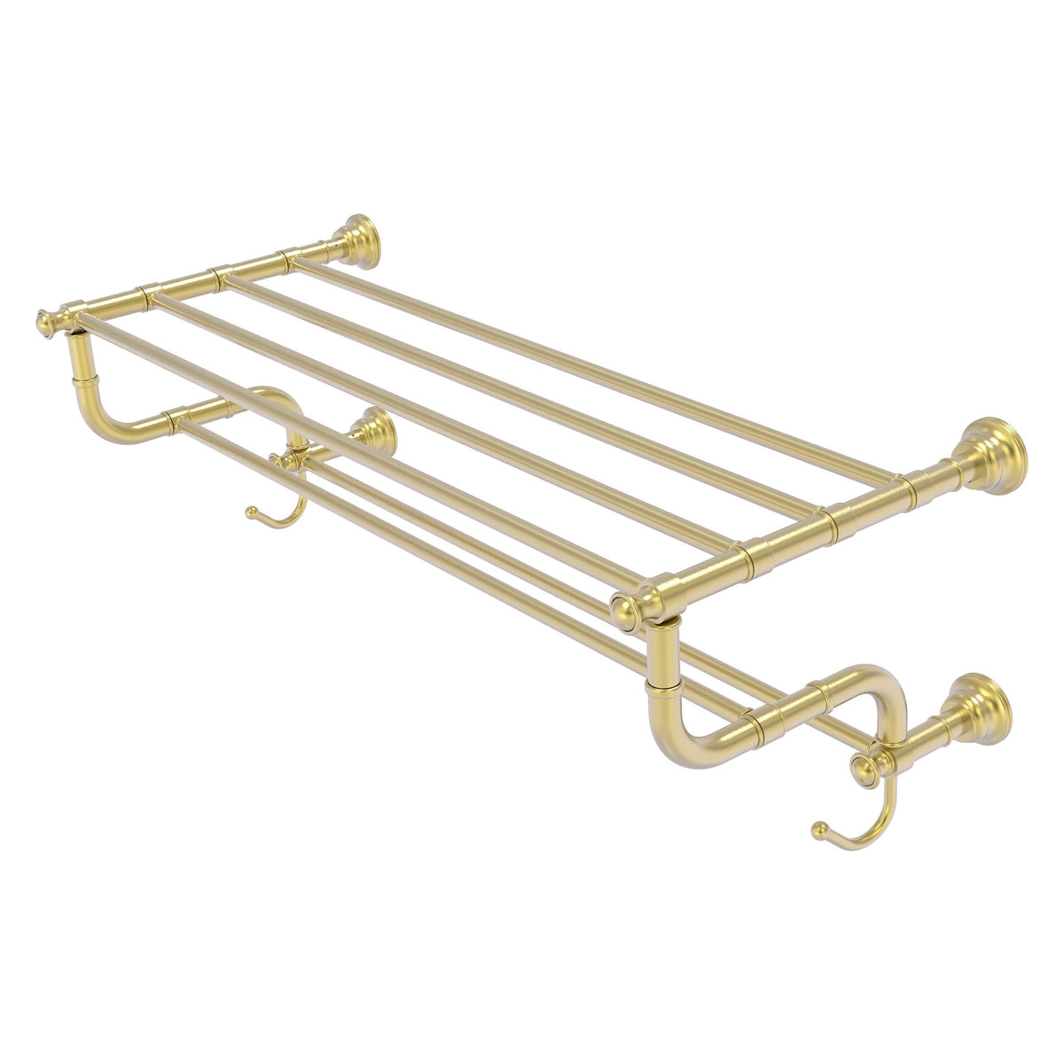 Allied Brass Carolina Collection 30-in Towel Shelf with Double Towel Bar in Satin Brass