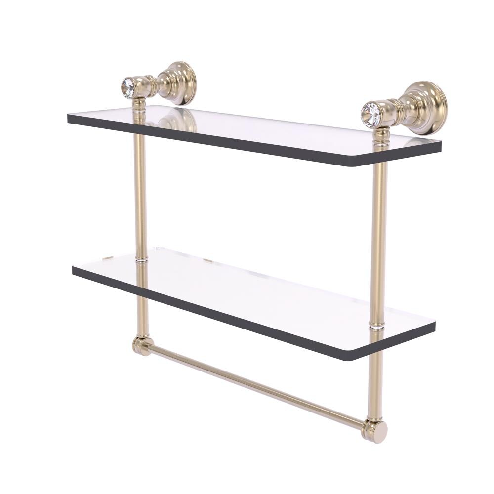 Allied Brass Carolina Crystal Antique Pewter 2-Tier Brass Wall Mount Bathroom Shelf