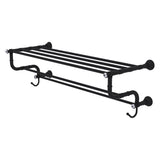 Allied Brass Carolina Crystal Collection 36-in Towel Shelf with Double Towel Bar in Matte Black