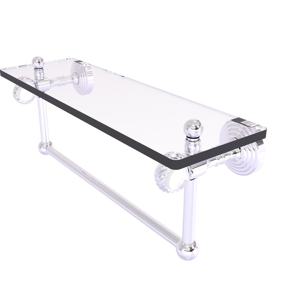 Allied Brass Pacific Grove Polished Chrome 1-Tier Brass Wall Mount Bathroom Shelf, 16 in x 6.4 in x 5 in