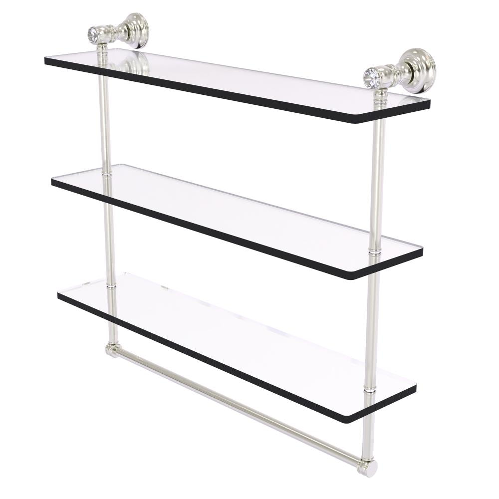 Allied Brass Carolina Crystal Satin Nickel 3-Tier Brass Wall Mount Bathroom Shelf, 22-in x 19.7-in x 5-in