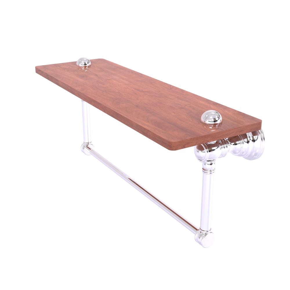 Allied Brass Carolina Polished Chrome 1-Tier Wall-Mount Bathroom Shelf with Integrated Towel Bar, 16 x 7 x 5 in