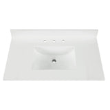 37 in. W x 22 in. D x 0.75 in. H Quartz Vanity Top in Snow White with White Basin - Super Arbor