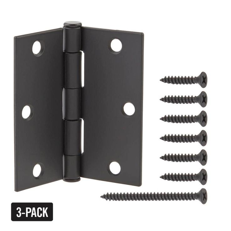 3-1/2 in. Matte Black Square Corner Smooth Action Hinge (3-Pack)
