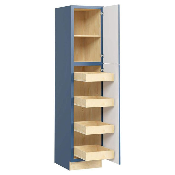 Home Decorators Collection Washington Vessel Blue Plywood Shaker Assembled Utility Pantry Kitchen Cabinet 4 ROT Sf Cl R 18 in W x 24 in D x 84 in H
