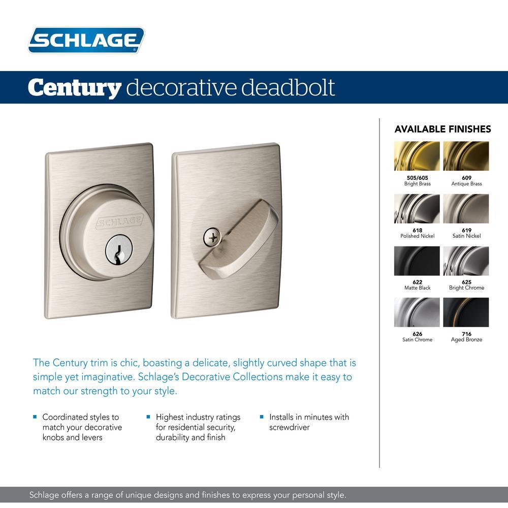 Century Matte Black Single Cylinder Deadbolt - Super Arbor
