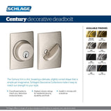 Century Matte Black Single Cylinder Deadbolt - Super Arbor