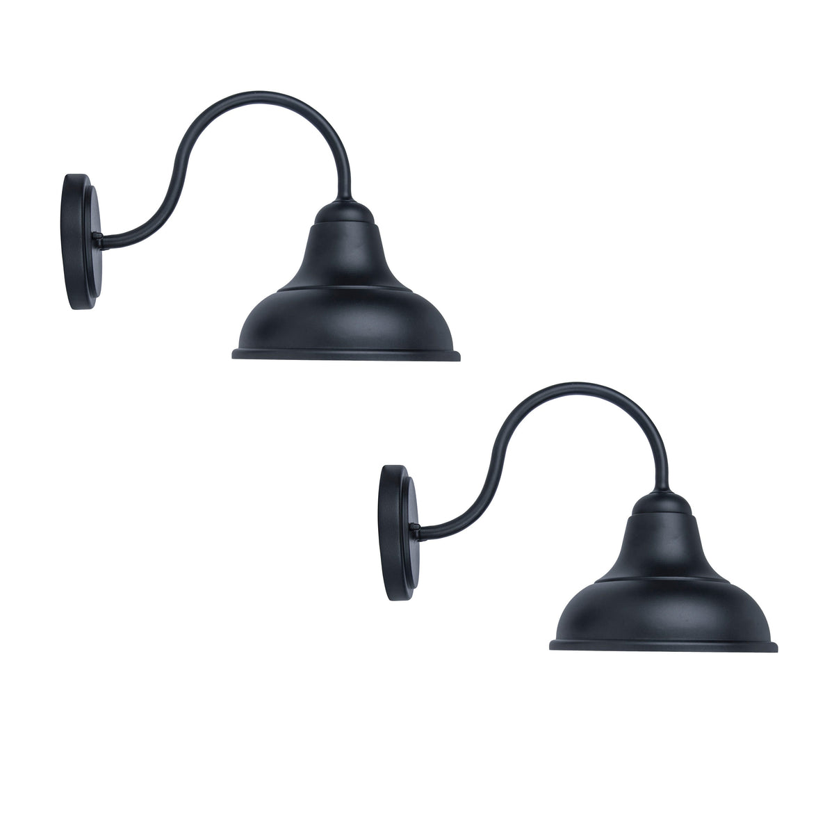 Project Source Barn Light 2-Pack 9.45-in H Matte Black Hardwired Outdoor Wall Light, Medium Base (E-26)