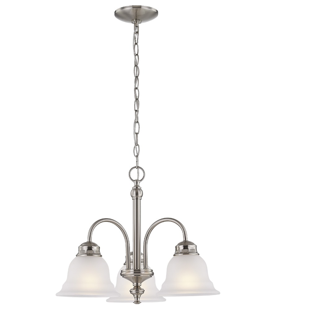Project Source Fallsbrook 3-Light Brushed Nickel Traditional Chandelier with Etched Glass