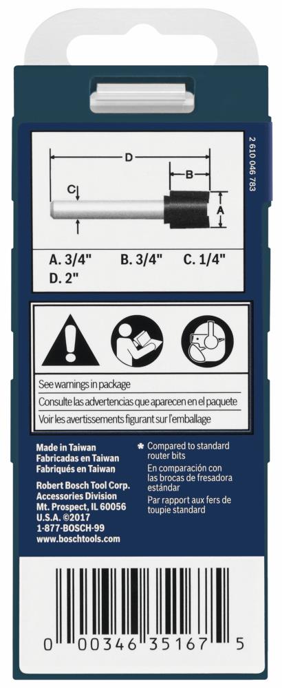 Bosch 3/4-in Carbide-Tipped Hinge Mortising Router Bit, 1/4-in Shank