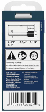Bosch 3/4-in Carbide-Tipped Hinge Mortising Router Bit, 1/4-in Shank