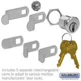 Universal Locks for 4B+ Mailbox Doors - 5 Pack with 2 Keys Each