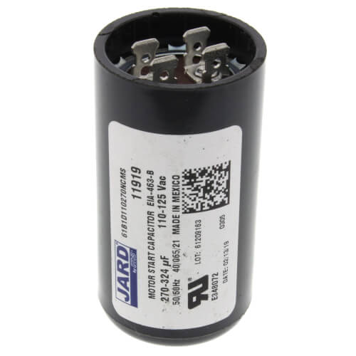 Jard 11919 capacitor - front view (Type: Capacitor; Voltage: 110/125V)