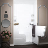 Rampart Wheelchair Accessible 4.5 ft. Walk-in Non-Whirlpool Bathtub with Easy Up Adhesive Wall Surround in White - Super Arbor