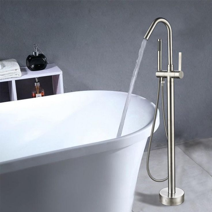 40 in. H x 11 in. W Single-Handle Claw Foot Tub Faucet with Hand Shower in Brushed Nickel