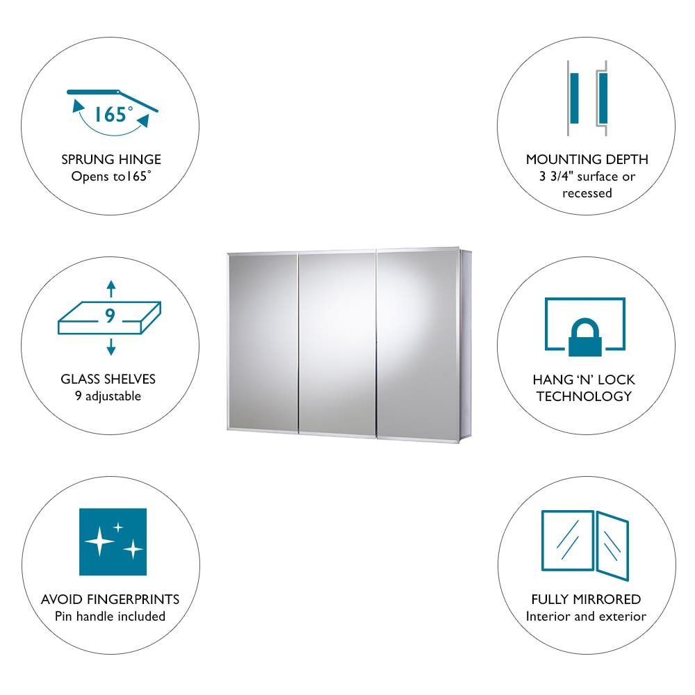 Jacuzzi 36-in x 26-in Rectangle Surface/Recessed Mirrored Medicine Cabinet