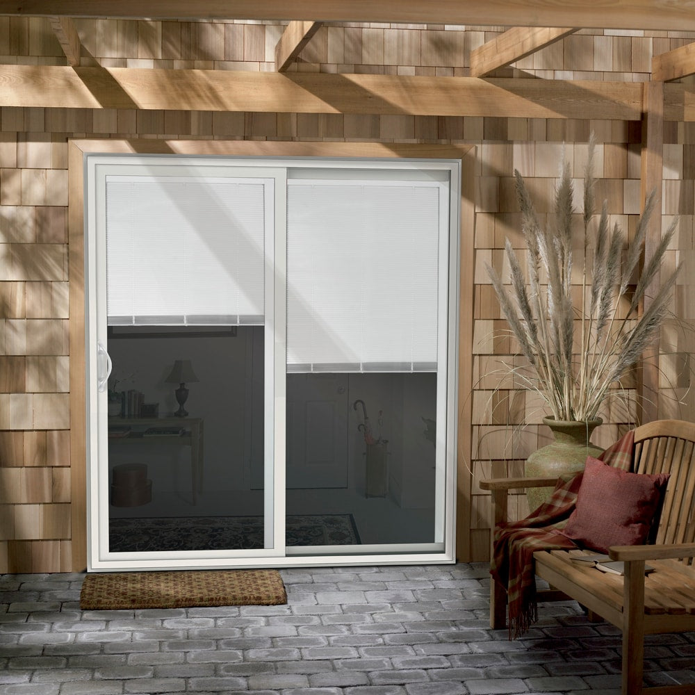 JELD-WEN 96-in x 80-in Vinyl Sliding, Left-hand sliding – installed room view