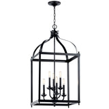 Kichler Larkin 6-Light Black Traditional Lantern Large Hanging Pendant Light