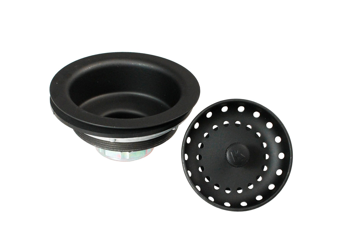 Keeney K5414BLK 4.5-in Black Plastic Rust-Resistant Kitchen Sink Strainer with Lock Mount and Basket