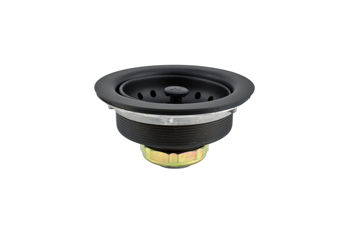 Keeney K5414BLK 4.5-in Black Plastic Rust-Resistant Kitchen Sink Strainer with Lock Mount and Basket