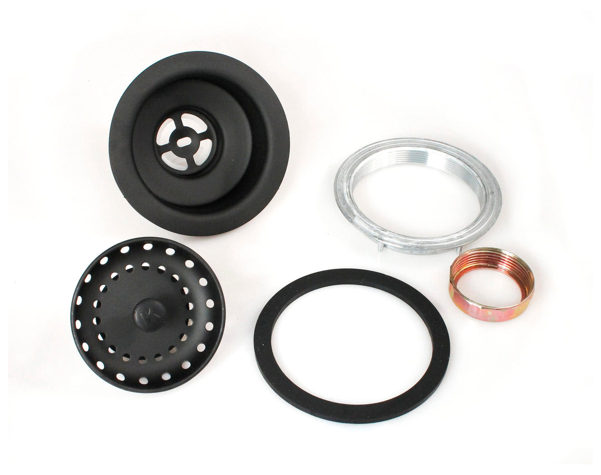Keeney K5414BLK 4.5-in Black Plastic Rust-Resistant Kitchen Sink Strainer with Lock Mount and Basket
