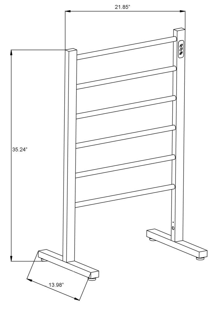 ANZZI Polished Chrome Plug-In Freestanding Towel Warmer, 21.85 x 13.98 x 35.24 in, Kiln Series 6-Bar