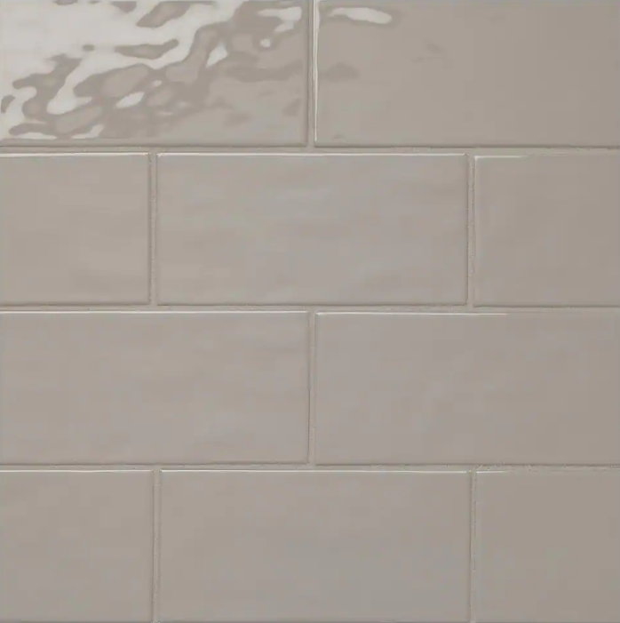 LuxeCraft Gray 4 in. x 8 in. Glazed Ceramic Subway Wall Tile