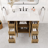 Eviva Graham 42"W x 22"D Oak Bathroom Vanity with White Arabescato Engineered Stone Countertop and Undermount Ceramic Sink