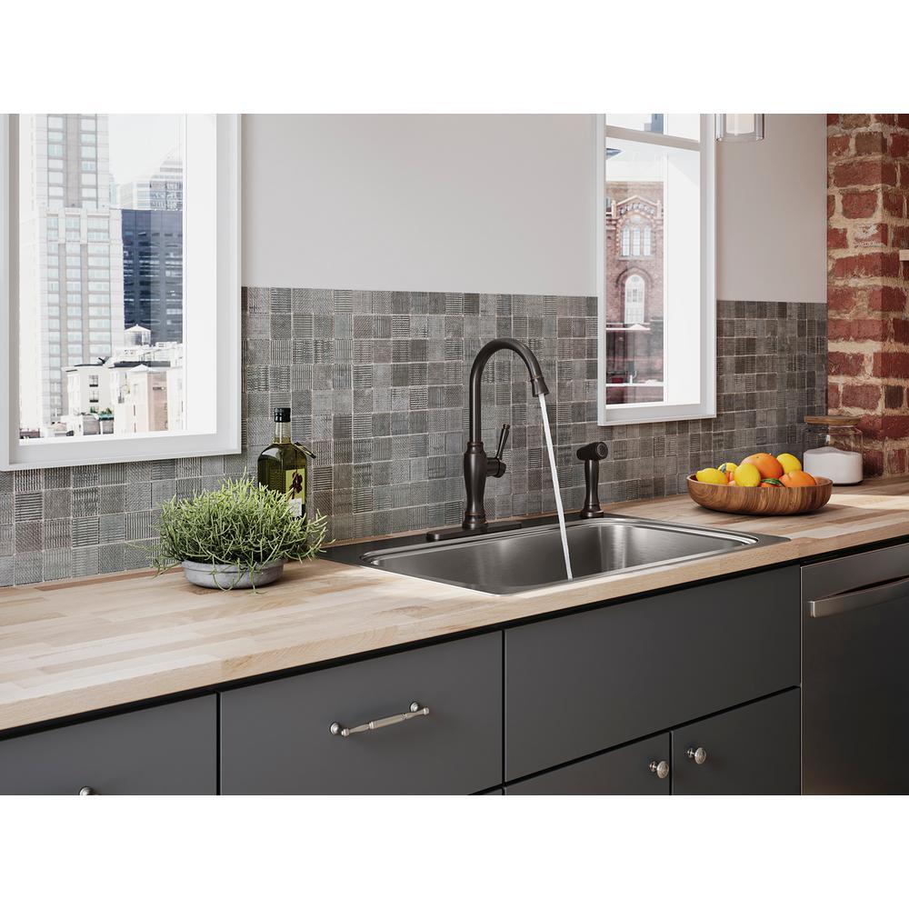 Arsdale Single-Handle Standard Kitchen Faucet with Swing Spout and Sidespray in Oil-Rubbed Bronze - Super Arbor