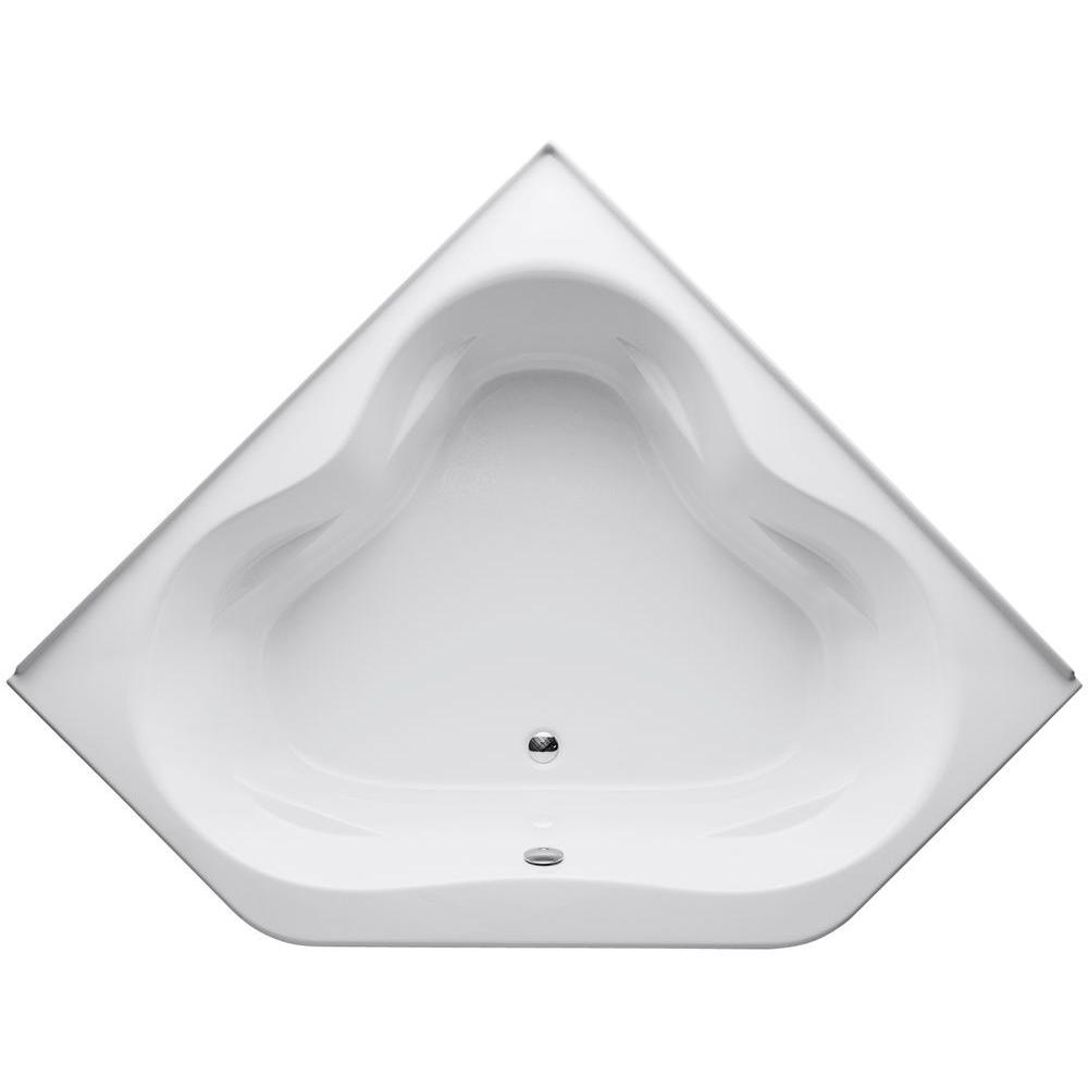 Tercet 5 ft. Center Drain Corner Alcove Bathtub in White - Super Arbor