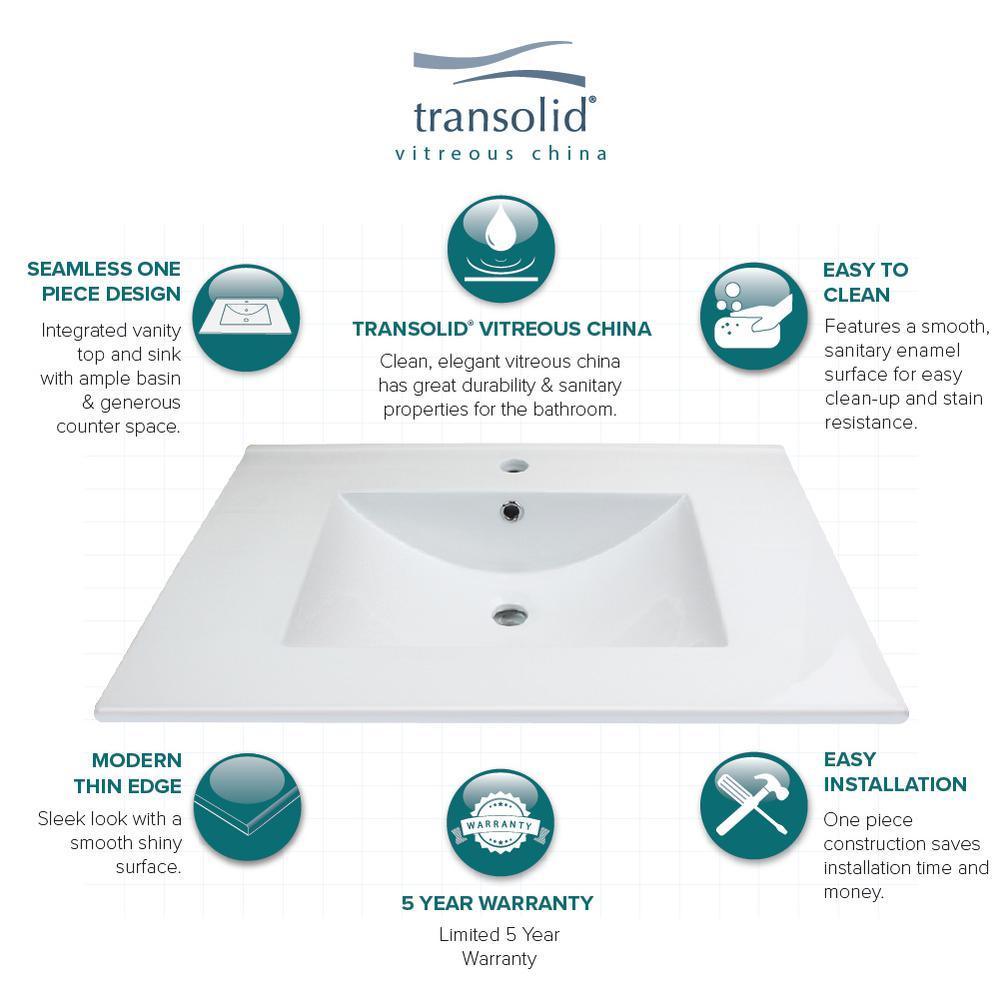 Juliette 49 in. W x 22 in. D Vitreous China Vanity Top in White with Single Faucet Hole - Super Arbor