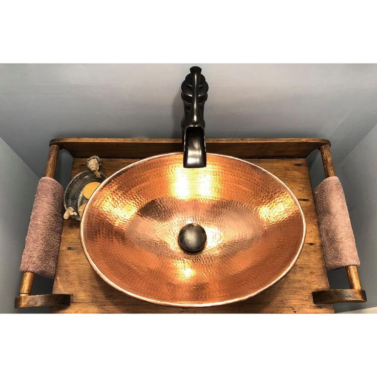 Premier Copper Products Oval Wired Rim Hammered Copper Vessel Sink in Polished Copper