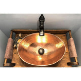 Premier Copper Products Oval Wired Rim Hammered Copper Vessel Sink in Polished Copper