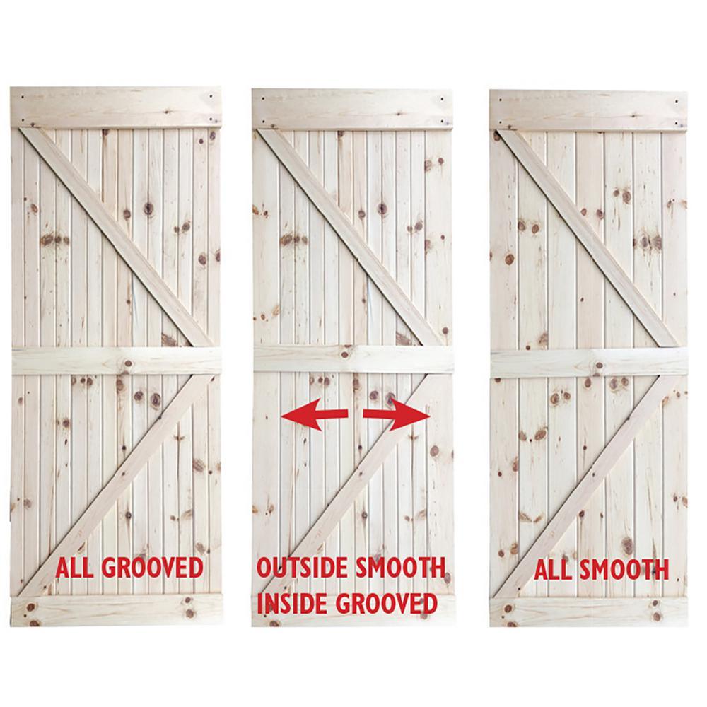 36 in. x 83.5 in. Unfinished K-Bar Solid Core Pine Interior Barn Door Slab Kit - Super Arbor