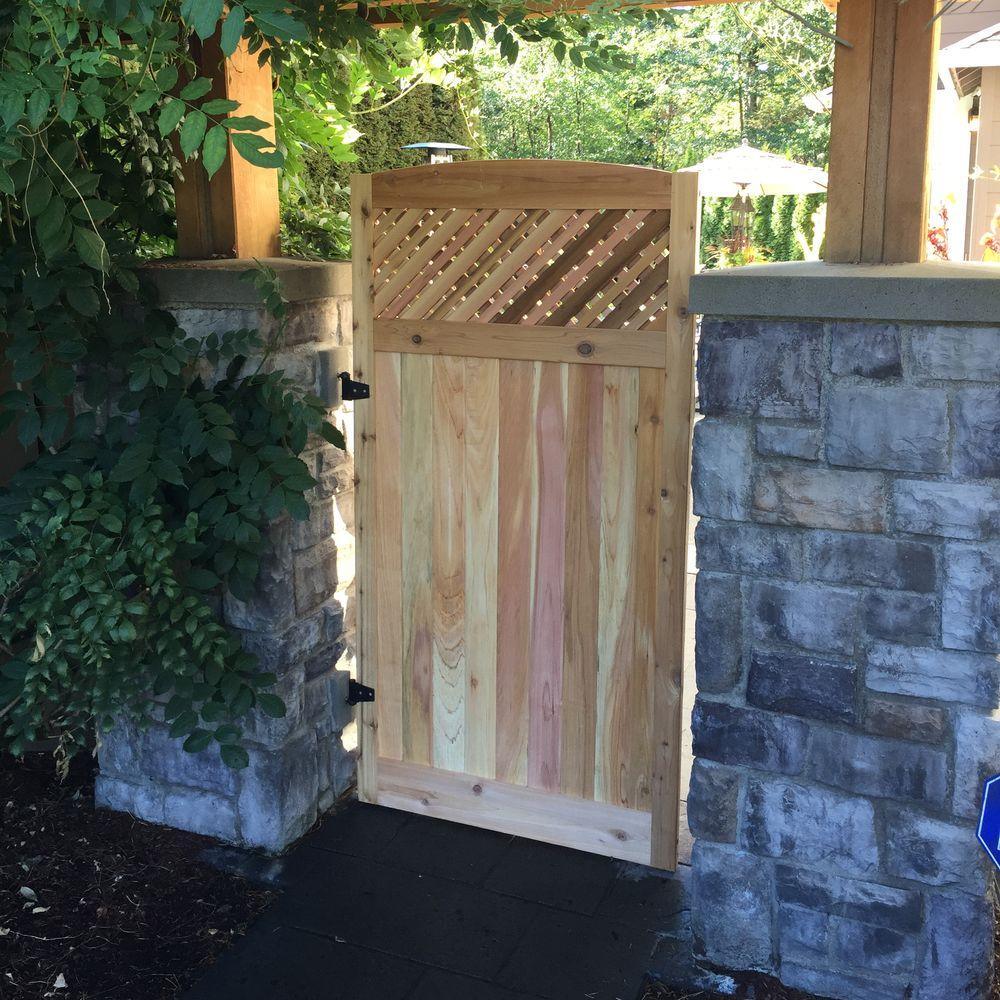 3 ft. x 6 ft. Western Red Cedar Arch Top Supreme Lattice Fence Gate - Super Arbor