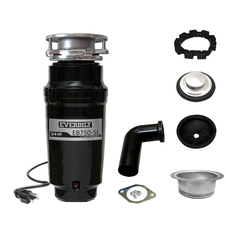 Everbilt 3/4 HP Slim Continuous Feed Garbage Disposal with Stainless Steel Sink Flange and Attached Power Cord