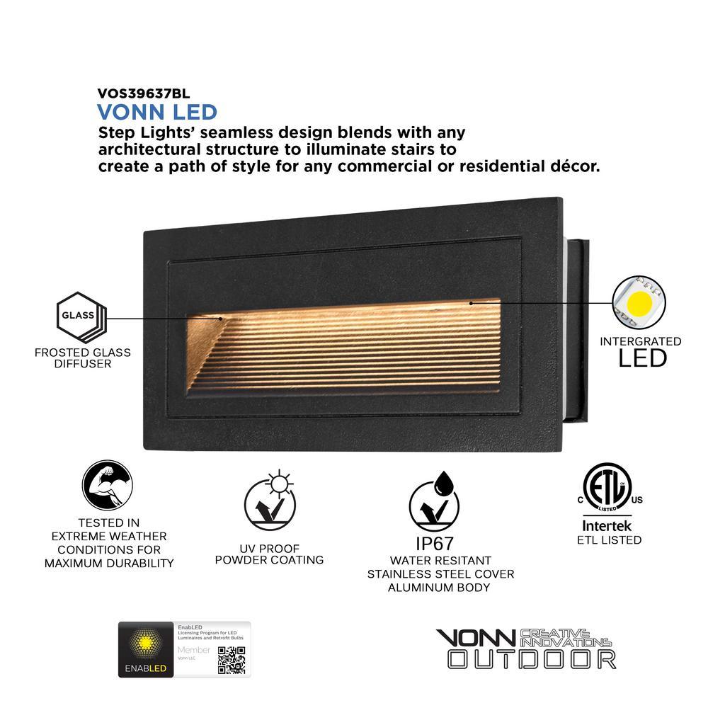 3-Watt Black Outdoor Integrated LED Step Landscape Path Light - Super Arbor