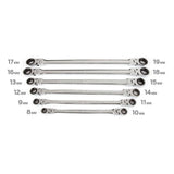 6-Piece Extra Long Flex-Head Ratchet Box End Wrench Set (8-19 mm) - Super Arbor