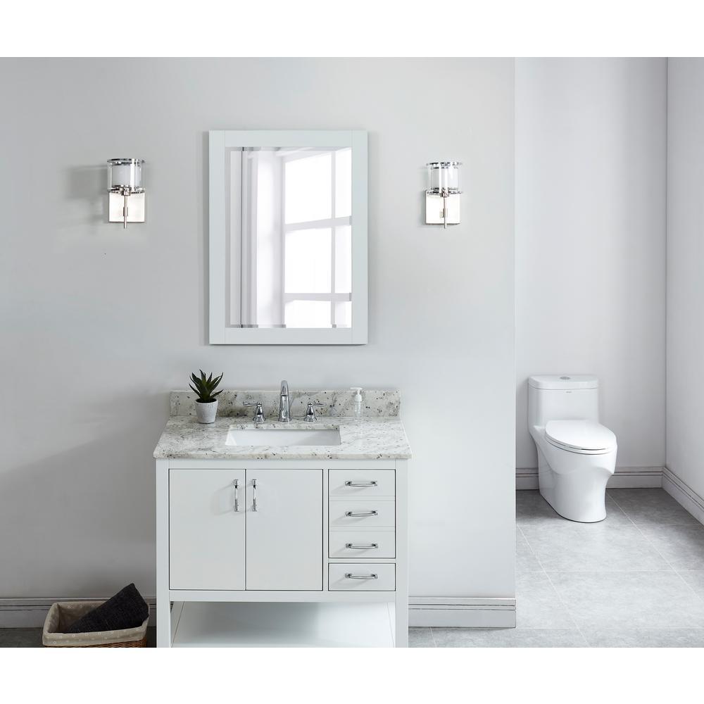 37 in. W x 22 in. D x .75 H Granite Vanity Top in Glacier White with White Basin - Super Arbor