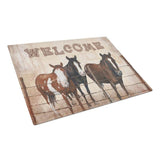 Welcome Mat with Horses Tempered Glass Large Cutting Board