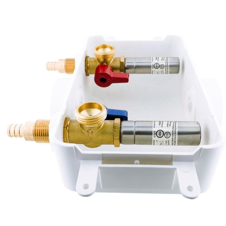 1/2 in. x 3/4 in. MHT Brass Washing Machine Outlet Box with Water Hammer with 1/2 in. Crimp PEX