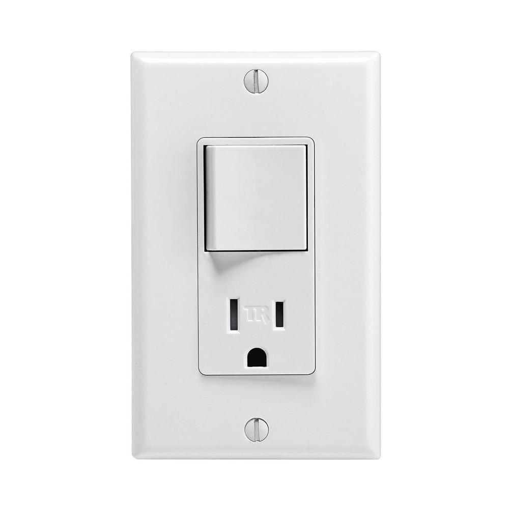 Decora 15 Amp Tamper Resistant Combo Switch and Outlet, White - Super Arbor