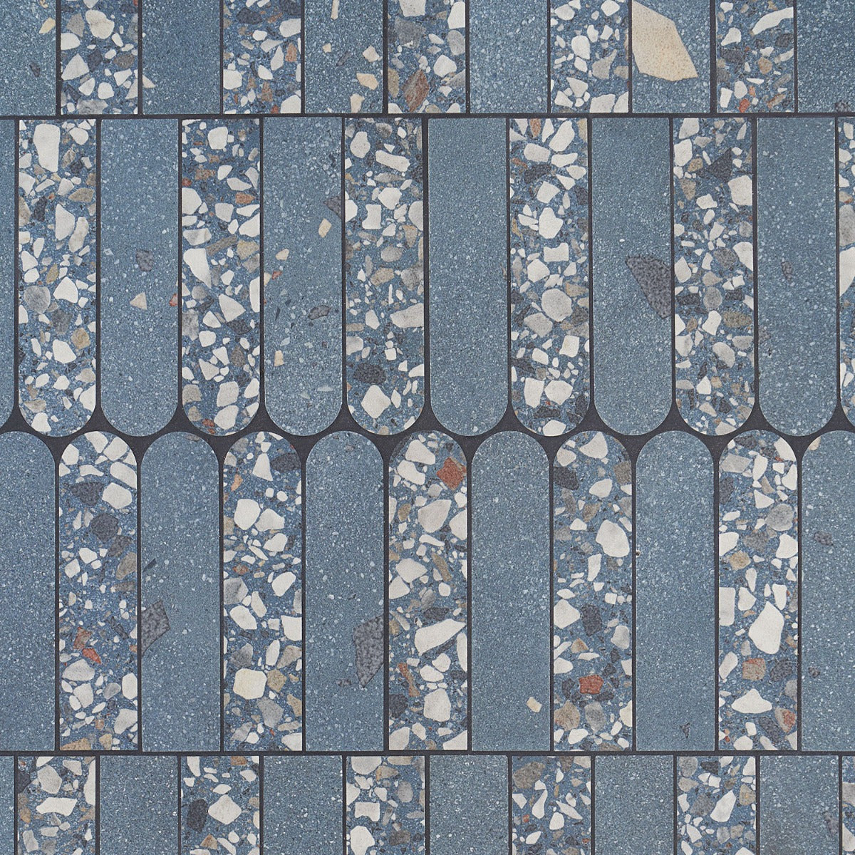Kobe Fin Ocean Blue Terrazzo Look Matte Porcelain Mosaic Tile - Lux Tile