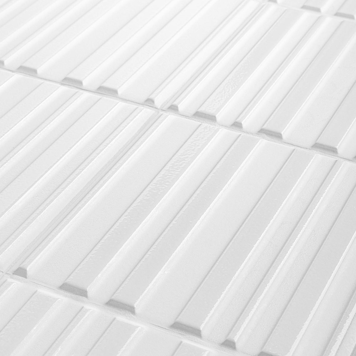 Sydney White 8x16 3D Mixed Finish Ceramic Wall Tile